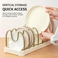 Égouttoir à vaisselle en plastique PP, organisateur de couvercles et d'assiettes, avec plateau de drainage amovible, support de rangement pour comptoir de cuisine