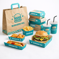 Boîtes d'emballage en papier pour hamburgers à emporter, logo personnalisé, poulet à emporter, contenants jetables de qualité alimentaire pour la restauration rapide