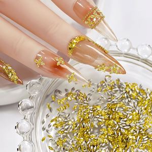 100 pièces/sac Mini strass carrés en zircon effet diamant, forme œil de cheval, dorés scintillants, à fond pointu, pour manucure DIY et ornements brillants - Product Image 1