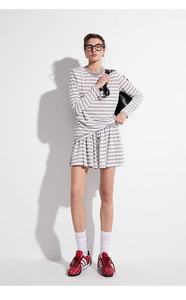 Marinero <span class=keywords><strong>mujer</strong></span> Casual <span class=keywords><strong>rayas</strong></span> Anti-Pilling Spandex/algodón camiseta pantalones cortos conjunto suelto manga larga dos piezas para verano Digital - Product Image 6