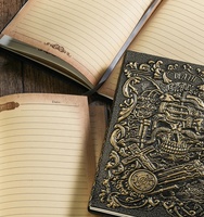 Carnet A5 en cuir PU avec crâne 3D en relief pour jeux de société, logo personnalisé en relief, vente en gros