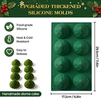 SILIKOLOVE Moule à gâteau en silicone personnalisable en forme de sapins de Noël à 8 cavités, LFGB Platinum, sans BPA, facile à démouler