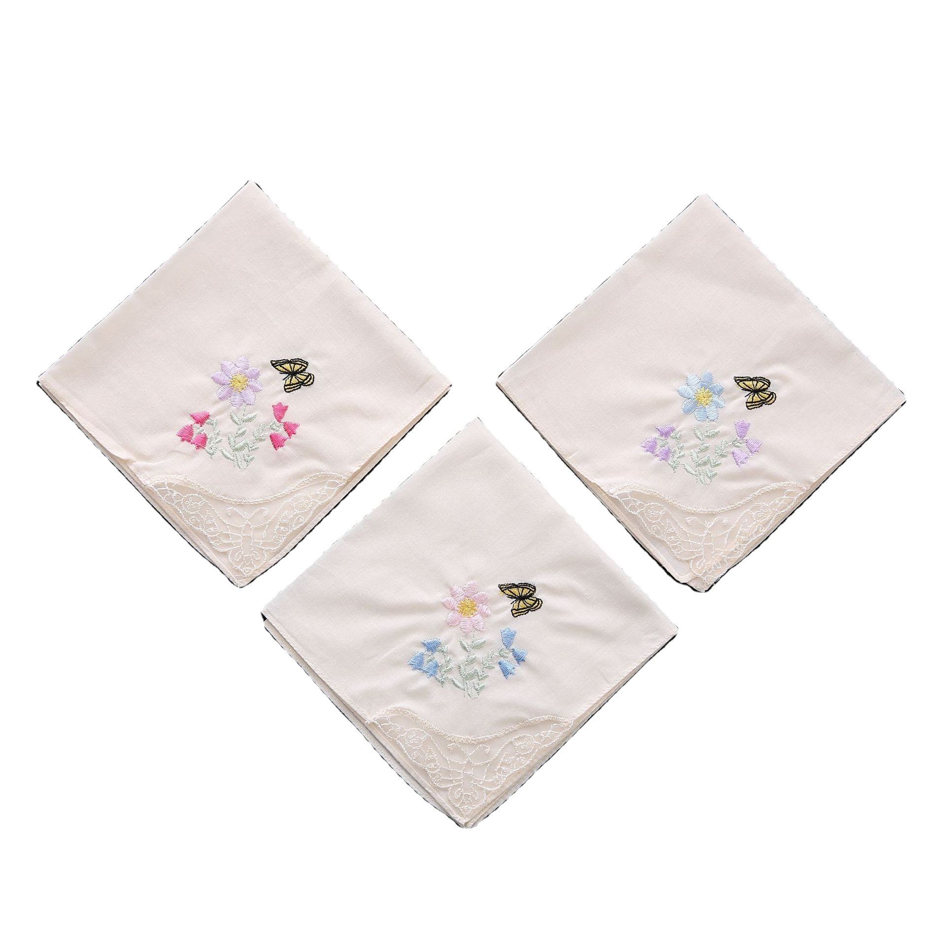 Embroidered Lady 100 Cotton Wholesale Bridal Handkerchief for