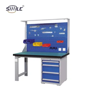 SMILE Metal Workbench Tool Workbench Steel Frame Work Table With Drawer Garage Workbench