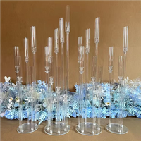 Candélabre moderne à 8 bras en acrylique transparent de haute qualité pour centre de table de mariage, maison ou bureau