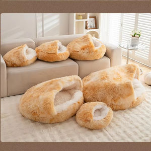 Venta al por mayor de Perrera de invierno semicerrada de felpa larga cama para gatos y perros con carcasa de nido para gatos y perros - Product Image 3