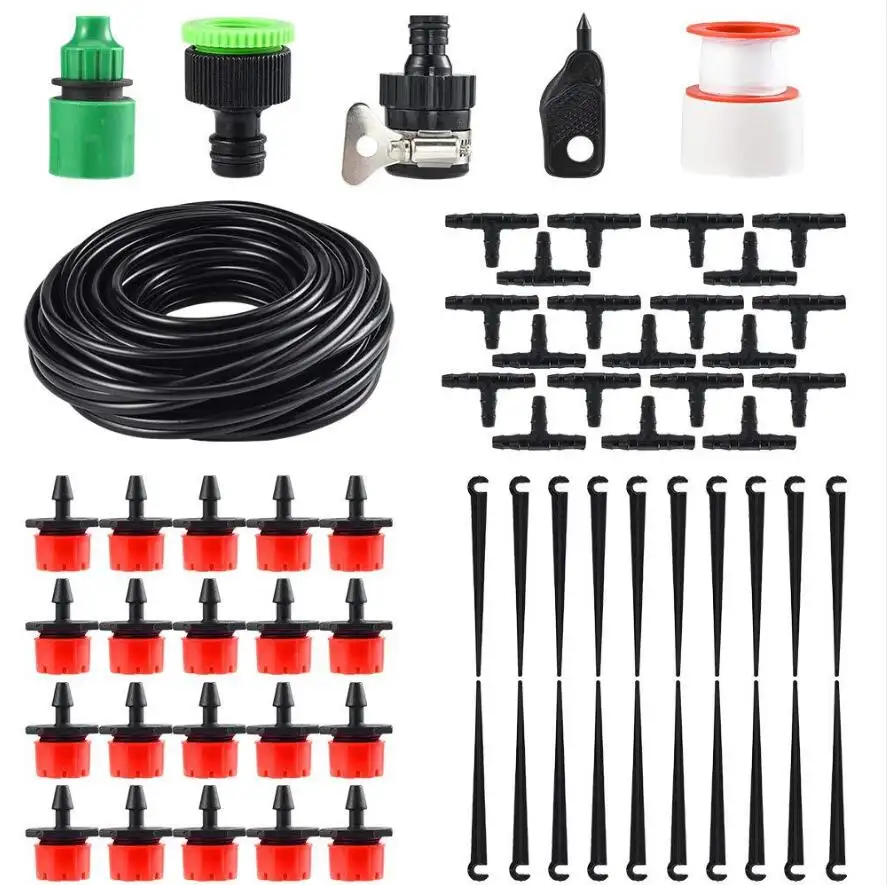 15m調整可能DIY自動点滴灌漑システム20個ドリッパー植木鉢灌漑花灌漑