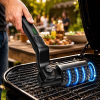 Brosse électrique pour barbecue à piles, poils en fil métallique, couple élevé, 3 modes de vitesse, rechargeable par USB, nettoyeur de barbecue