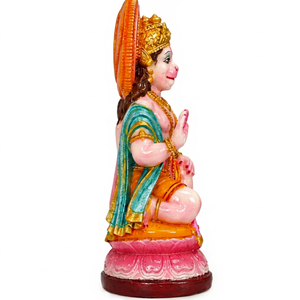 Estatua de Resina Hecha a Mano de Hanuman Ji en Posición Sentada, Escultura Colorida del Dios para Decoración del Hogar, Oficina y Templo en Diwali - Product Image 1