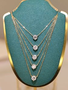 Xinfly Fashion Fine Jewelry Wholesale 18K Real Gold <b>Necklace</b> with 0.30ct Natural Diamond Three Claws Design Custom - Product Image 4