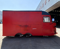 Remorque de restauration rétro entièrement équipée avec cuisine de camion à café, configuration barbecue, unité mobile de style américain, camion de nourriture rose