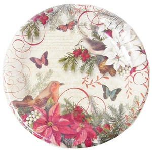 Assiette à dîner <span class=keywords><strong>de</strong></span> Noël jetable personnalisée, papillon coloré, fleurs, oiseaux, papier <span class=keywords><strong>de</strong></span> bagasse respectueux <span class=keywords><strong>de</strong></span> l'environnement - Product Image 1
