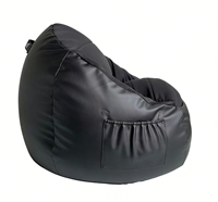 Canapé pouf gamer noir de style moderne, meubles confortables avec porte-gobelet et poche latérale