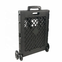 Chariot de rangement pliable multifonctionnel en plastique pour courses, déménagement et fournitures