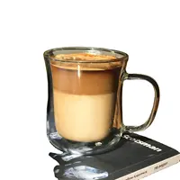 Taza de café de doble pared de borosilicato resistente al calor, cuenco redondo de vidrio para ensalada