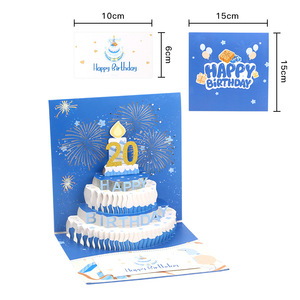 Cartes de vœux Pop Up 3D pour anniversaire de 20 ans, lumière LED chauffante, musique, joyeux anniversaire, <span class=keywords><strong>carte</strong></span> postale - Product Image 1