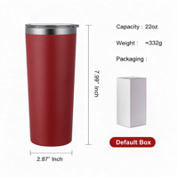 Gobelet isotherme portable pour voiture de 22 oz (acier inoxydable 304) personnalisable, maintien au chaud de 6 à 12 heures, design moderne
