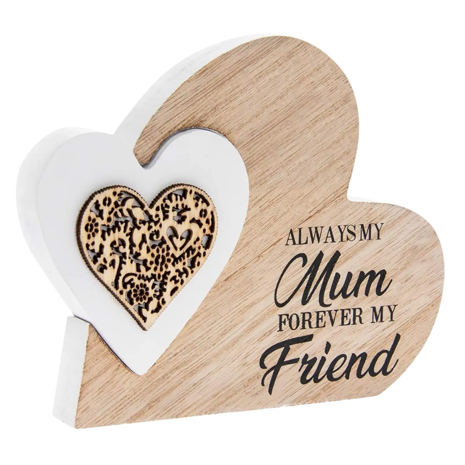 Ornements de coeur en bois Plaques pour cadeau de fête des mères Plaques en bois faites à la main décorations de coeur