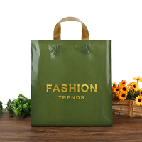 Sac de courses en plastique violet personnalisé avec logo, étanche, de qualité alimentaire, brillant, imprimé à la machine, avec poignée – Merci