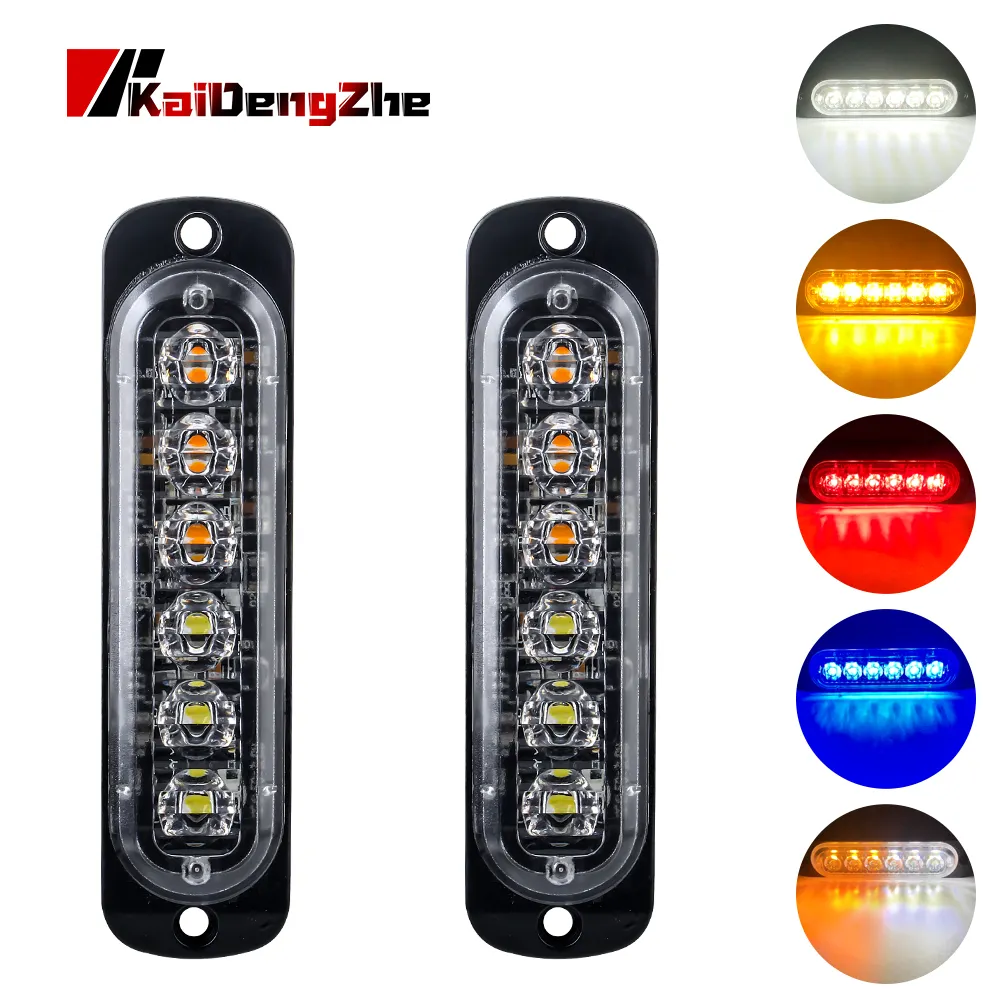 6 lumières stroboscopiques d'avertissement à Led, Grille de pont, lumières stroboscopiques à Led, voiture camion 12v 24v, bateau, fabricant latéral