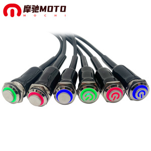 Interruptor de botón de acero inoxidable de 16 mm con cable a prueba de agua para modificación de motocicletas y vehículos eléctricos - Product Image 1