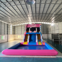 Toboggan gonflable géant en PVC d'extérieur de 24 pieds, rose, arc-en-ciel, châteaux gonflables, toboggan aquatique gonflable pour parc de trampoline urbain