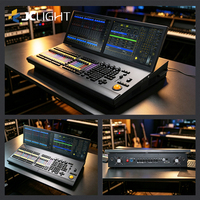 Console d'éclairage de scène professionnelle DMX512 compatible MA2, double écran tactile 19 pouces, 6 sorties avec flight case pour DJ