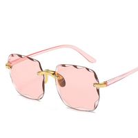 Logo personnalisé mode luxe femmes lunettes de soleil surdimensionnées rose dégradé lentille dames lunettes de soleil sans monture carré lunettes de soleil femmes