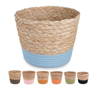 <span class=keywords><strong>Cesta</strong></span> de Almacenamiento Decorativa Nórdica Ecológica Tejida con Cuerda de Algodón, Jacinto de Agua Natural, Esparto y Hierba Marina de Colores - Product Image 4