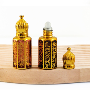 3ml 6ml 12ml đầy màu sắc bát giác thủy tinh tinh dầu chai vàng kim loại Arabic attar chai nước hoa - Product Image 4