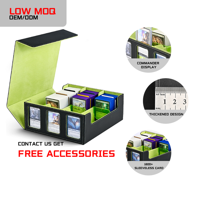 JUZI 1800+ Pu Leather Portable Custom logo Yugioh Pokemoned Card Deck Storage Box Wholesale  Side Load Commander Tcg Deck Box