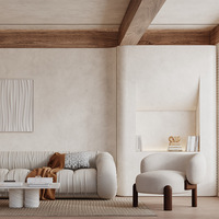 Fauteuil de détente moderne en bois, tissu bouclé blanc, fauteuil lounge en laine d'agneau, fauteuil Teddy pour salon, fauteuil paresseux
