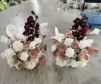 Boule de fleurs artificielle blanche et rose en gros PPS pour centre de table de mariage et décoration d'événements