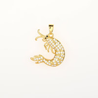 Collier pendentif transfrontalier de luxe léger, entièrement serti de diamants, motif griffe de homard, en cuivre écologique électroplaqué