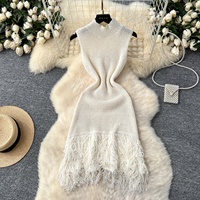 Robe Tricotée Sans Manches pour Femme, Coupe Ajustée, Style Européen et Américain, Design Simple, Collection Été