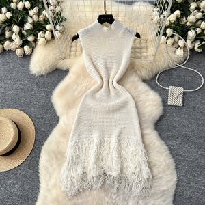 <span class=keywords><strong>Abito</strong></span> <span class=keywords><strong>estivo</strong></span> in maglia Slim da <span class=keywords><strong>donna</strong></span> stile europeo e americano semplice Design senza maniche - Product Image 5