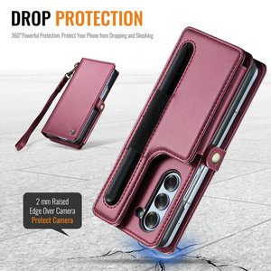 CaseMe China <strong>Supplier</strong> for Samsung Galaxy Z Fold 6 <strong>Case</strong> Wrist Strap Pencil Slots Wallet <strong>Leather</strong> <strong>Case</strong> for Samsung Z Fold 6 5 4 3 - Product Image 5