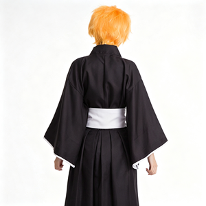Costume Kimono in Stile <span class=keywords><strong>Anime</strong></span>, Abito Tradizionale Giapponese Nero con Cintura Bianca, Vestito per Spettacoli Teatrali S-3XL - Product Image 6