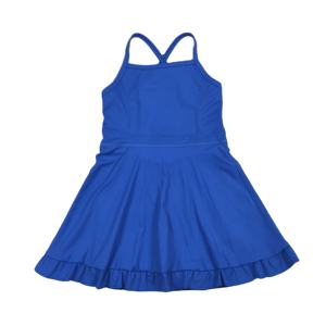 S0551 rts Vestido de yoga sin mangas azul liso con estampado para bebé niña, conjunto de natación al por mayor - Product Image 1
