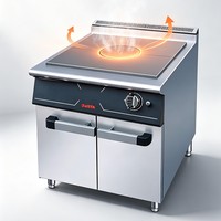 Cuisinière professionnelle à gaz JUSTA avec plan de cuisson solide et armoire, 10 kW, gaz naturel, en acier inoxydable (qualité 304), sur pied