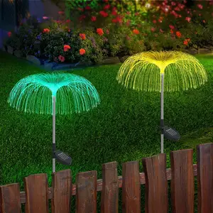 Luces de jardín de medusas de fibra óptica Led solar para exteriores, luces solares que cambian de 7 colores para decoración navideña al aire libre