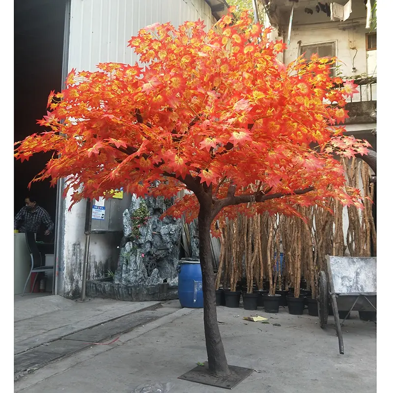 Factory wholesale realistic artificial maple tree with red maple leaves fake trees for weddings decor