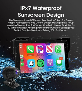 Grabadora <span class=keywords><strong>de</strong></span> navegación GPS para motocicleta <span class=keywords><strong>de</strong></span> 7 pulgadas CarPlay inalámbrico Android Auto <span class=keywords><strong>pantalla</strong></span> impermeable Dual BT 5,0 WIFI cámaras duales - Product Image 5