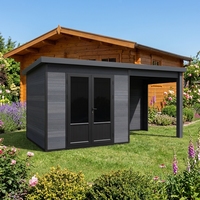 Caseta de Jardín Moderna Serie D de Madera, Resistente, con Vidrio Antibalas y Ventanas de Temperatura Constante