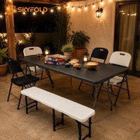 Ensemble table et chaises pliantes en plastique HDPE pour camping et repas, vente en gros à prix abordable