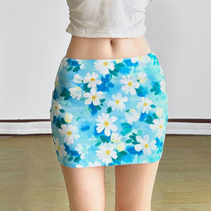 Jupe Courte Décontractée Sexy Moulante Taille Naturelle Imprimée Bleu Menthe Coupe Trapèze Ajustée pour Femme – Idéale Vacances d'Été à la Plage - Product Image 4