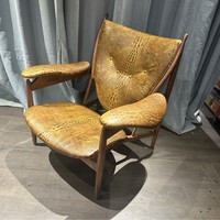 Fauteuil d'appoint en bois italien, style rétro vintage, en cuir, fauteuil lounge individuel, design du milieu du siècle, pour balcon et salon