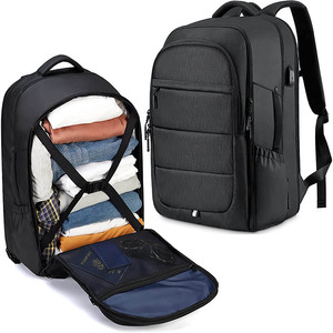 กระเป๋าคอมพิวเตอร์แล็ปท็อปสำหรับเดินทางแบบขยายได้ทุกเพศ, กระเป๋าคอมพิวเตอร์แล็ปท็อปสไตล์ธุรกิจกระเป๋าซิปปิดได้ทุกเพศทุกวัยทำจากวัสดุโพลีเอสเตอร์โพลีเอสเตอร์ - Product Image 1