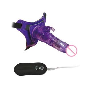Correa en conejo consolador vibrador juguetes sexuales <span class=keywords><strong>para</strong></span> sexo lésbico consolador vibrador portátil <span class=keywords><strong>para</strong></span> mujer 8,5 "arnés conejo Dong - Product Image 4