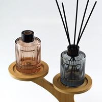 Bouteilles rechargeables vides de parfum de bâton d'arôme de 120 ml à rayures verticales uniques Bouteille de diffuseur ronde en verre transparent